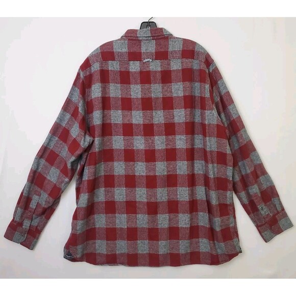 Flag & Anthem Mens XXL Tall Flannel Shirt Red Plaid Long Sleeve Button Down - Picture 2 of 7